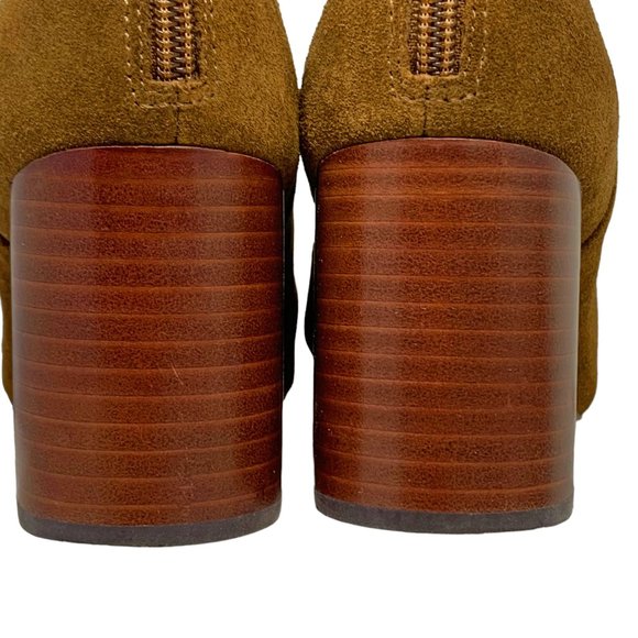 J Crew Sade‎ AB079 Dark Pecan Suede Rear Zip Chunky Heel Booties - Picture 8 of 11